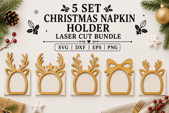 Download Reindeer Napkin Ring Laser Cut File - Premium Bundle