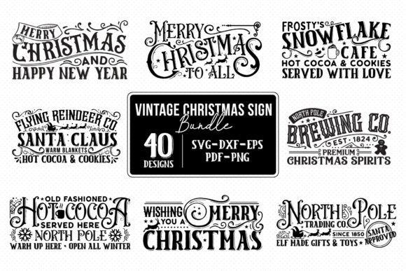 Download Vintage Christmas Sign SVG Bundle - Christmas sign svg Collection