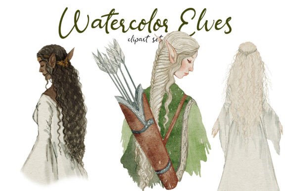 Download Watercolor Elves Hand-drawn Clipart Pack - Elves Collection
