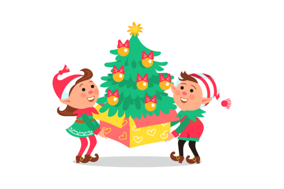 Download Christmas Elves. Cartoon Dwarfs Carrying - Elves Collection