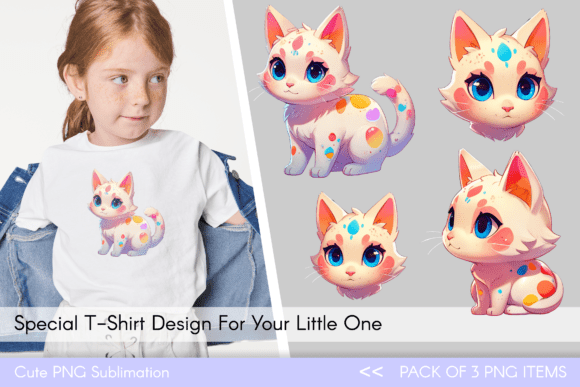 Download Cute Cat Illustrations for Kids. T-Shirt - Illustrations Collection