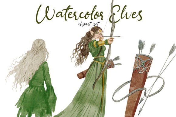 Download Watercolor Elves Hand-drawn Clipart Set - Elves Collection